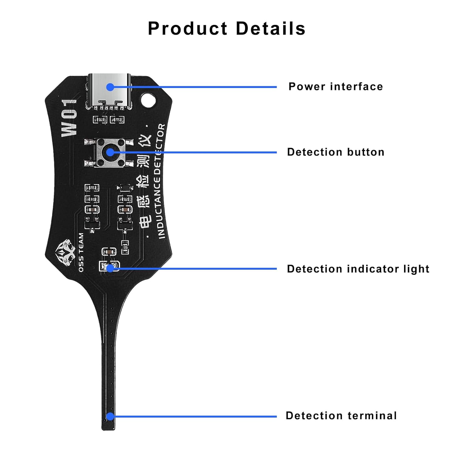 DIYPHONE Type-C Inductance Tester Motherboard Coil Tester Electronic Circuit Board Inductor Detector for Phone Motherboard Component Repair Electromagnetic Induction Quick Fault Check Tool