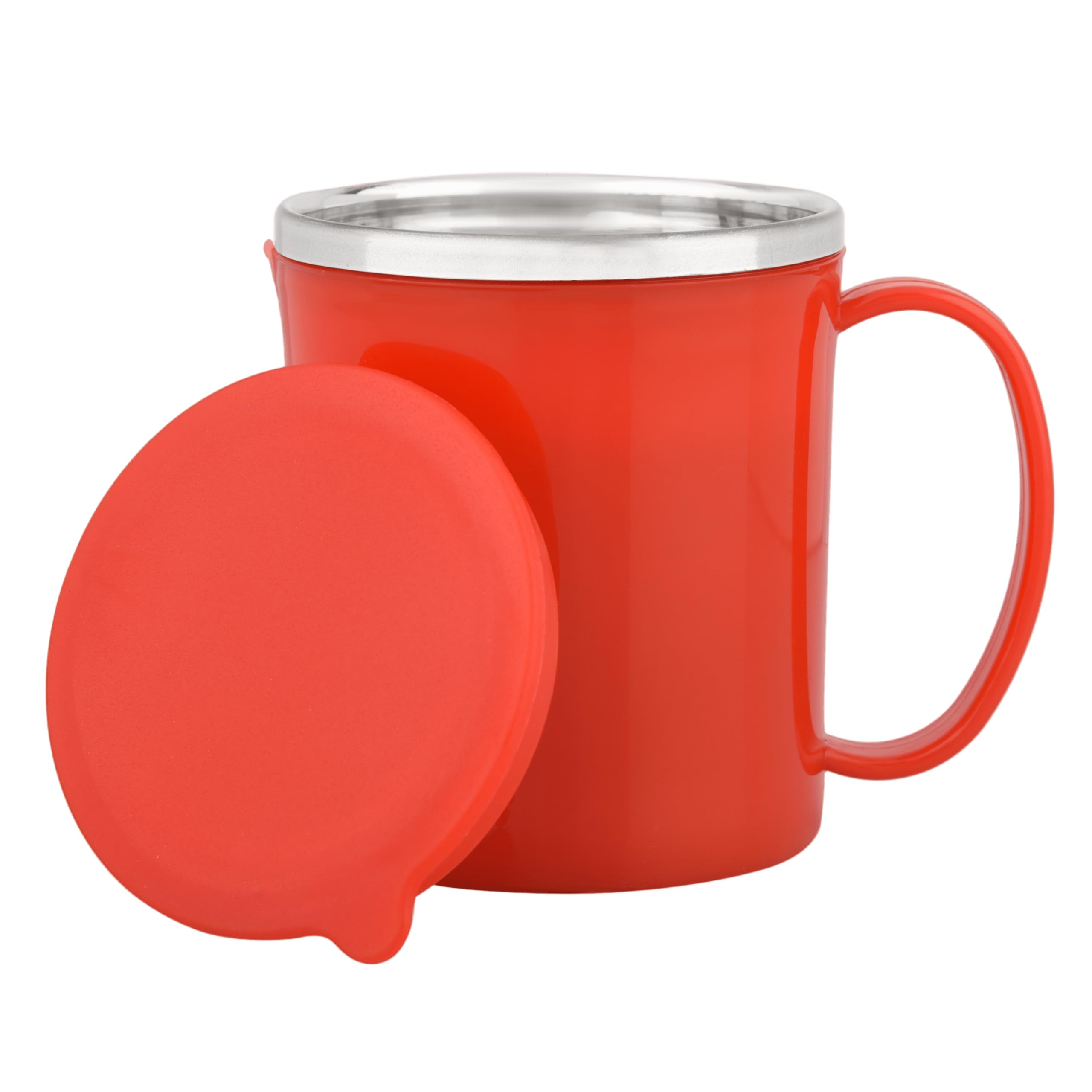 SUGAR Homeware Stainless Steel Double Wall Tea Coffee Cups and Mugs (Frappe 320 ml, Red)