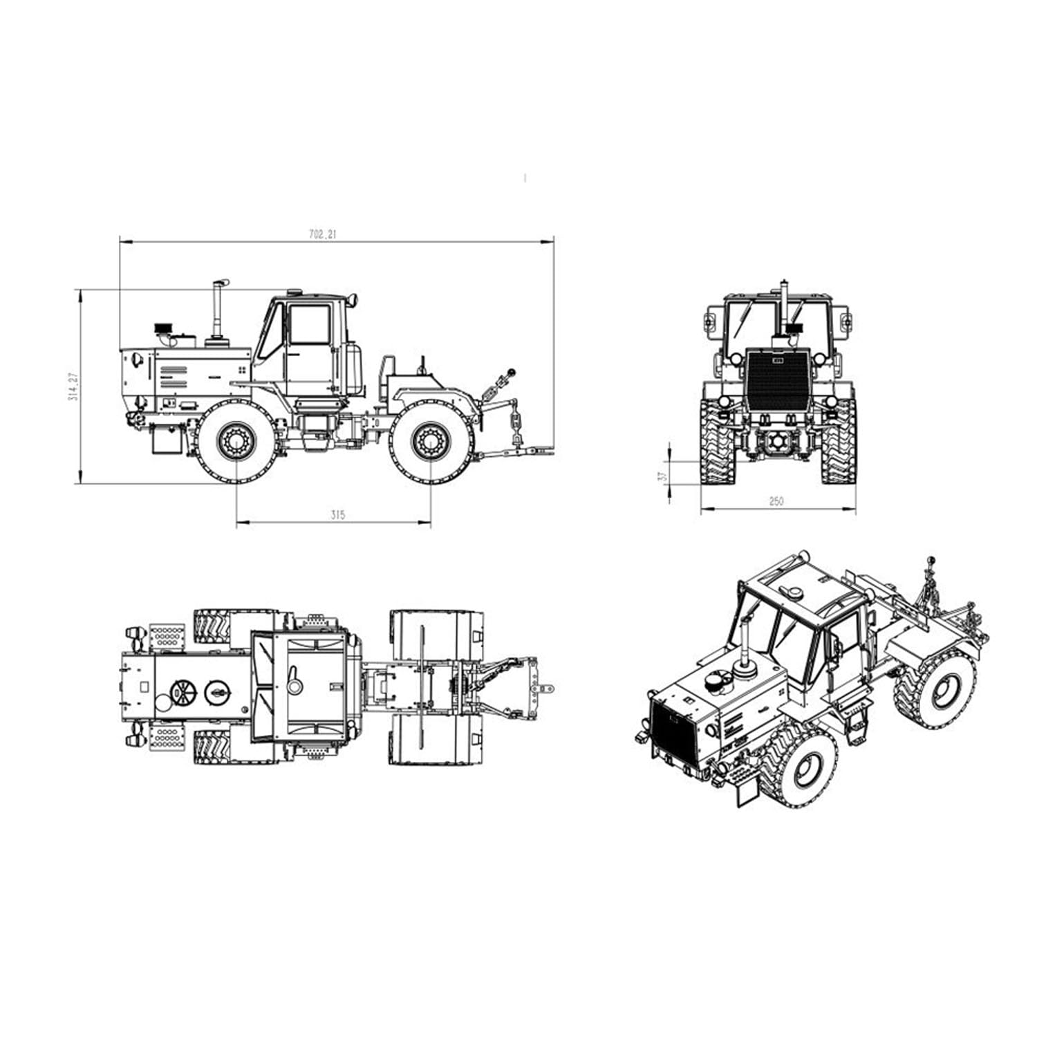 1/12 Metall-RC-Hydraulik-Traktor T150K Ferngesteuerter landwirtschaftlicher Traktor