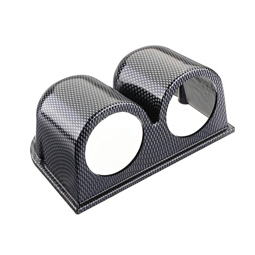 E Support Fibra di Carbonio 12V Auto Motore 2" 52mm Universale Doppio Foro Portacialde Calibro Supporto Calibro Cruscotto Automobile Manometro Porta