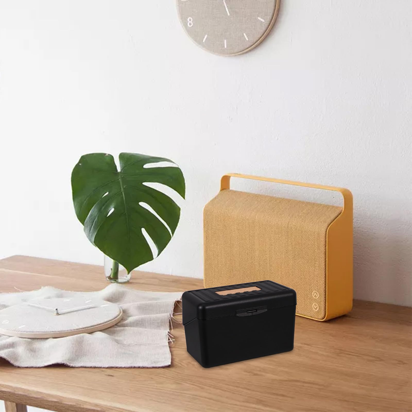 SEWACC Boîte Porte-cartes Mémoire Abs Noir Grosse Capacité, Facile à Nettoyer et Gain de Place, pour Bureau et Organisation des Fiches