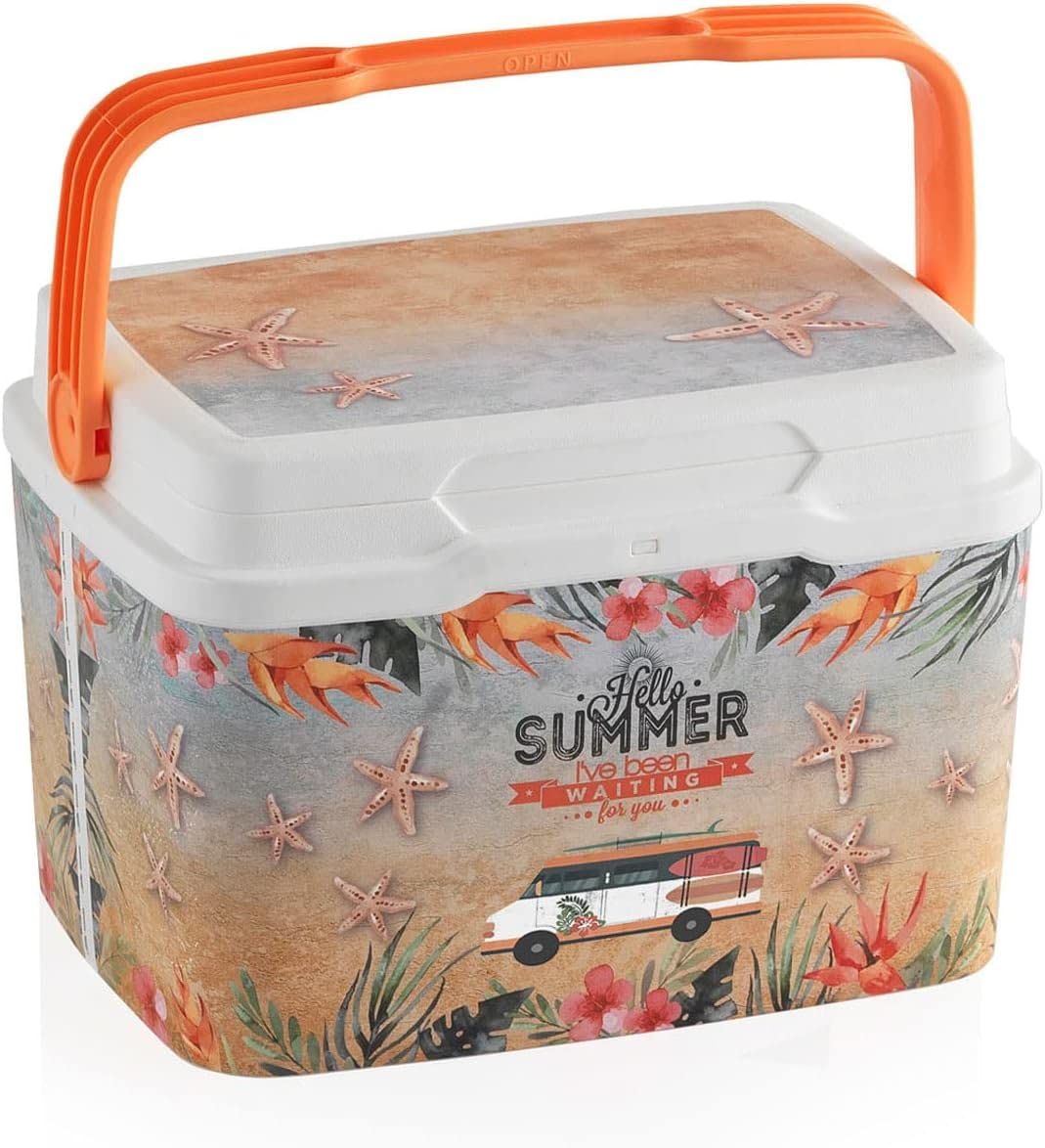 Mugar- Neveras de Playa con Estampado Veraniego con Asa y Cierre Hermético-Modelo Exotic Summer- Neveras de 5 o 29 litros con Estampado Divertido