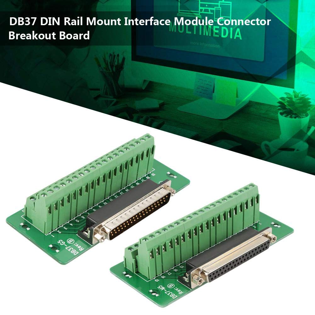 Terminal Breakout Block Male/Female Header Breakout Board Terminal Block Connector DSUB DB37 DIN Rail Mount Interface Module Terminal Block Connector Bracket(Female Header Breakout Board)