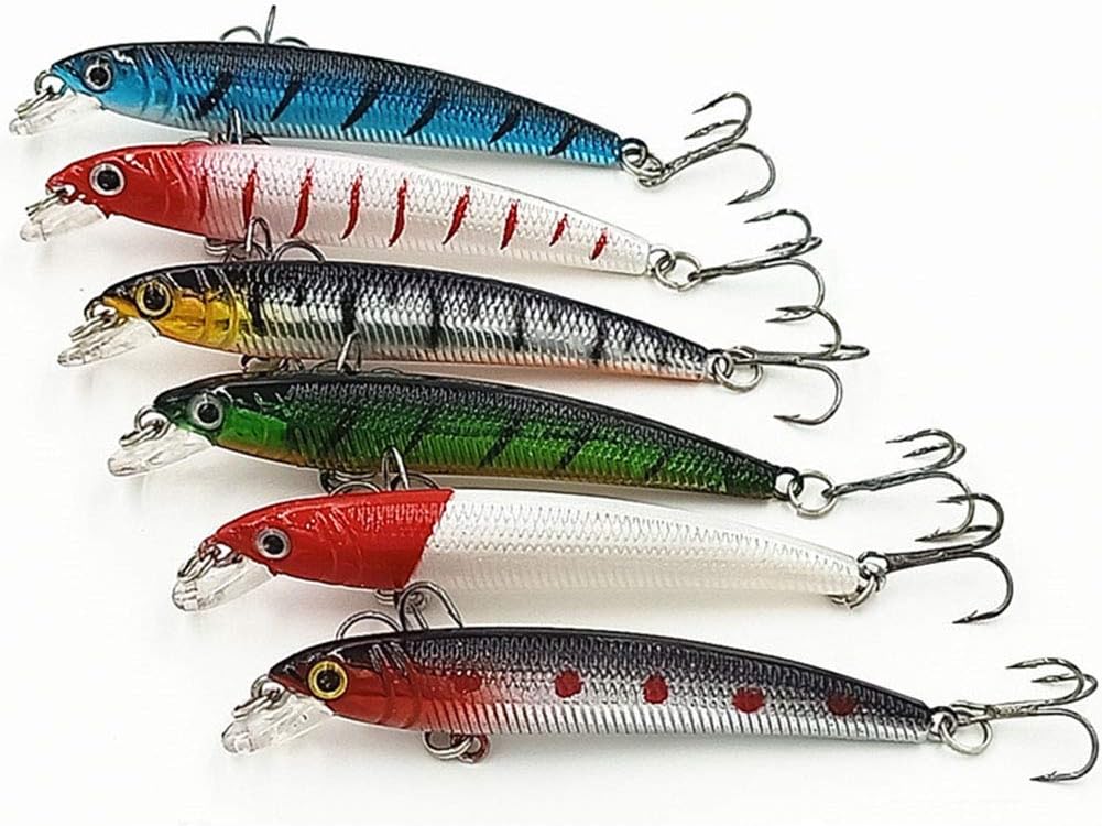 56 Pieces Fishing Lures Kit Crank Swim Minnow Pencil VIB Fishing Lure Bass Trout Pike for Saltwater Freshwater Topwater Hard Baits