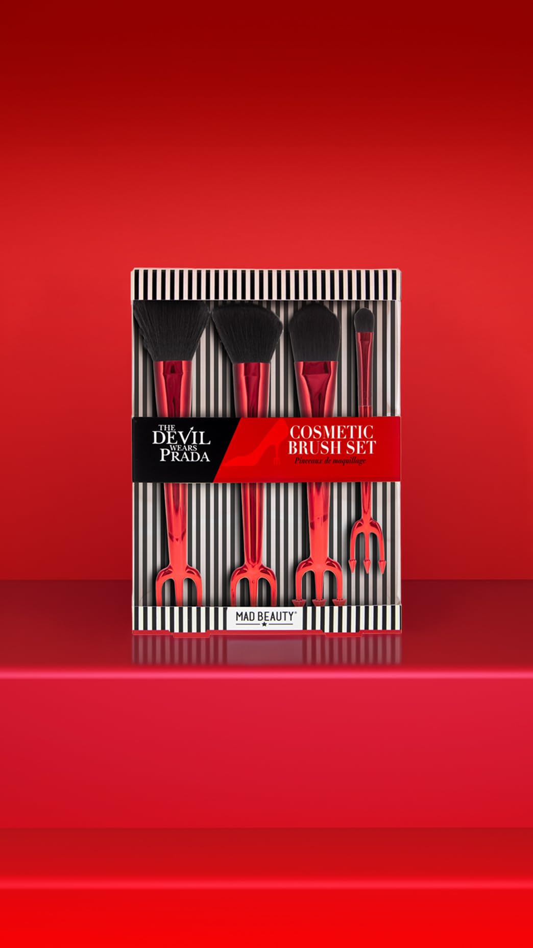 The Devil Wears Prada Kosmetikpinsel-Set | Offiziell lizenziert | Powder Blush Foundation Lidschatten | 4-teilige professionelle Make-up-Pinsel | Mad Beauty
