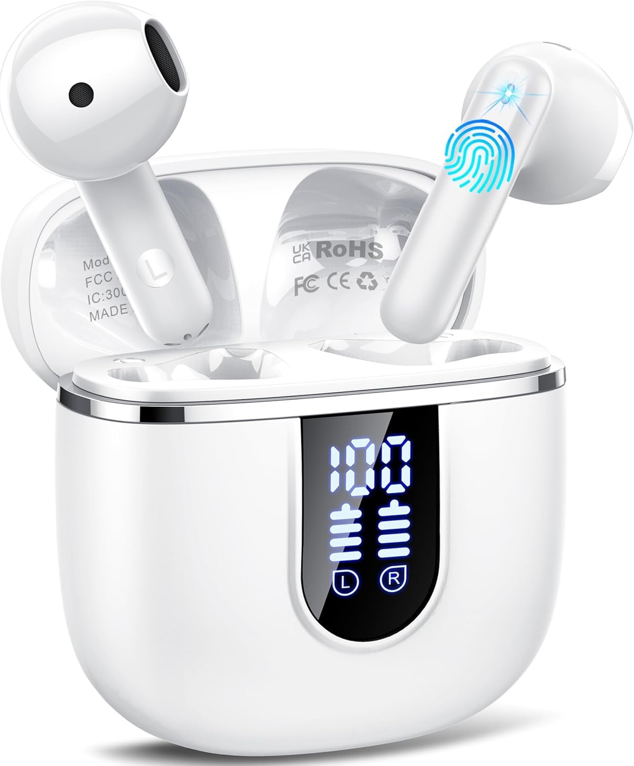 Bluetooth Kopfhörer, Kopfhörer Kabellos Bluetooth 5.4 In Ear Kopfhörer mit 4 ENC Noise Cancelling Mikrofonen, 40Std Ohrhörer mit LED Anzeige USB-C, IP7 Wasserdicht Wireless Earbuds für Sport Arbeit