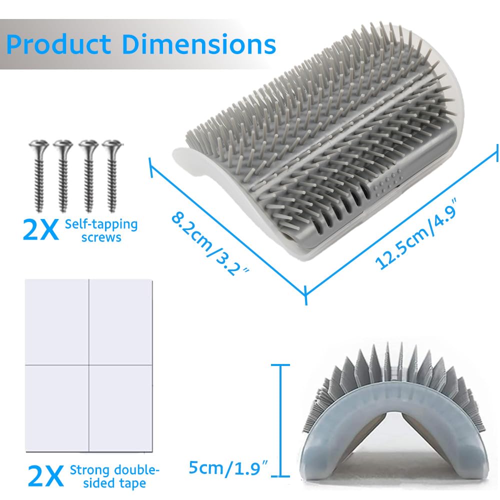4 Pcs Cat Self Groomer, Wall Corner Grooming Brush, Grooming Comb Brush Massage Tool for Cats with Long and Short Fur(Blue&Gray) - Image 2