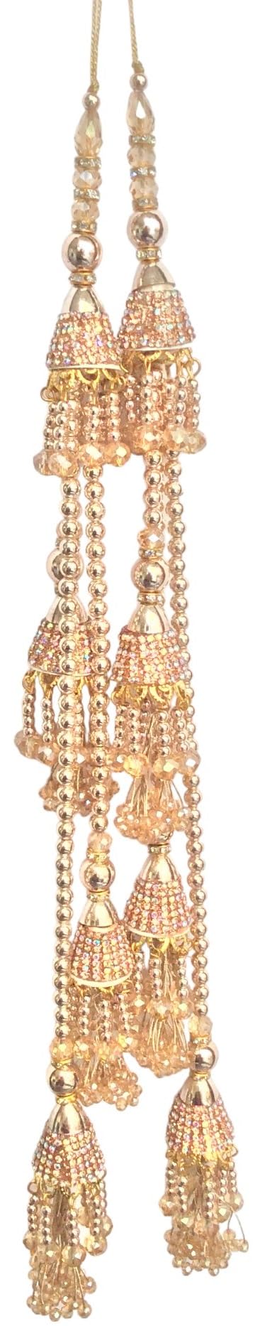 1 Pair Blouse Tassels for Bridal Dress Latkan Home Decor Accessories DIY Decor Curtains Cushions Tassel (Baby-Pink, 15 Inch)