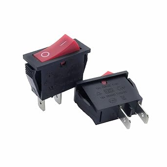 RK1-15 Rocker Switch, 2 Pin Maintained, 16A 125/250VAC, T100/55, 2Pcs