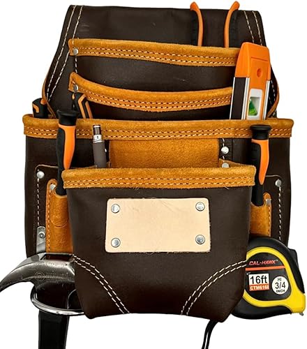 Bolsa de herramientas de cuero para construcción  Bolsas de herramientas para carpinteros, electricistas, paneles de yeso y enmarcar  Bolsa de
