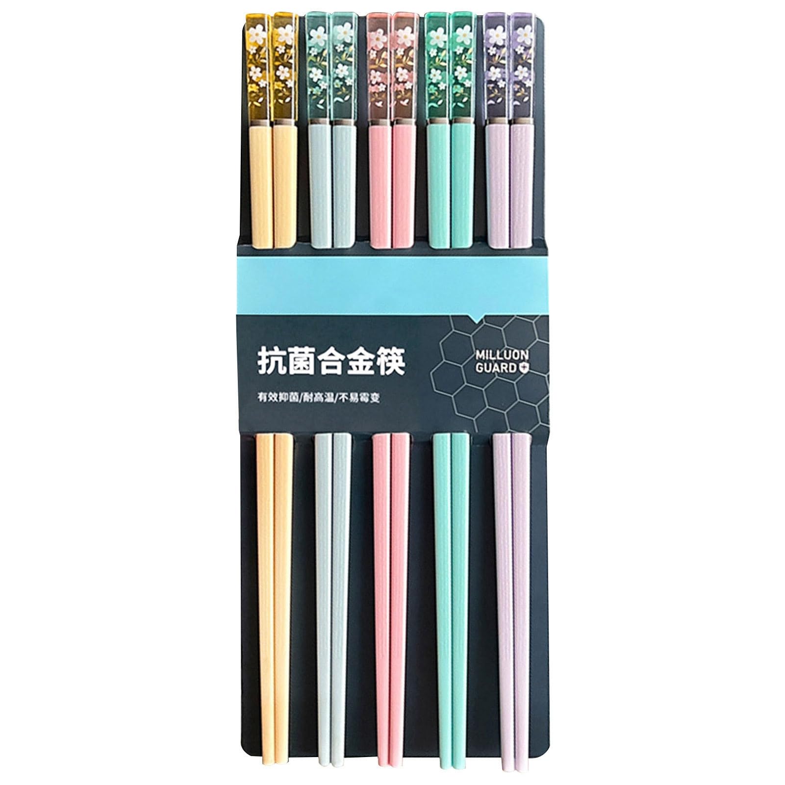 matumou 5 Pairs Reusable Plastic Chopsticks -Free Dishwasher-Safe Non-Slip Chopsticks Chinese Japanese Chopstick Gift Set