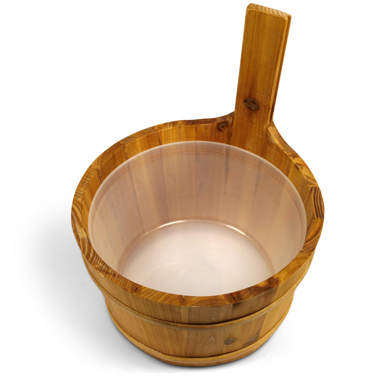 LaJa26 Sauna Kübel - 3 l - Sauna Eimer für Saunaaufguss - Fichte - Kunststoffeinsatz - Saunazubehör