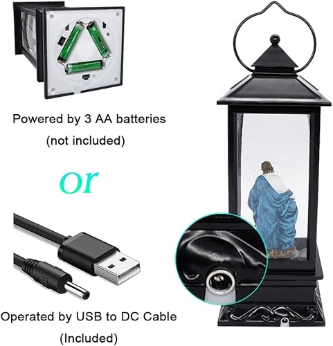 Miniatura 4 de DRomance Linterna de globo de nieve con temporizador de Jesús Music, funciona con pilas y alimentada por USB, lámpara de globo de nieve que canta