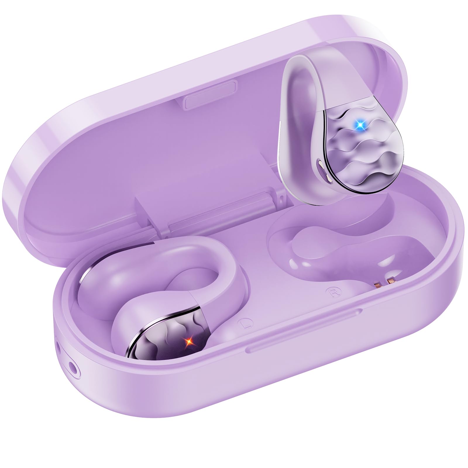 aigo Open Ear Earbuds, Wireless Bluetooth Earphone, Clip on Headphones, Over The Ear Earbuds for Fitness Running Gym Workouts, Built-in Mic, Wireless