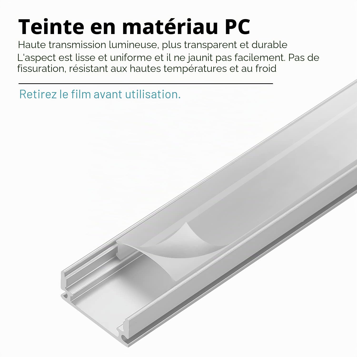 Profil LED en Aluminium 40 X 1m en Forme U - Profil LED en Aluminium en Forme U avec Rail LED avec Embouts Laitiers et Clips de Montage - Canal LED pour Bandes LED (jusqu'à 12,5 mm de Largeur