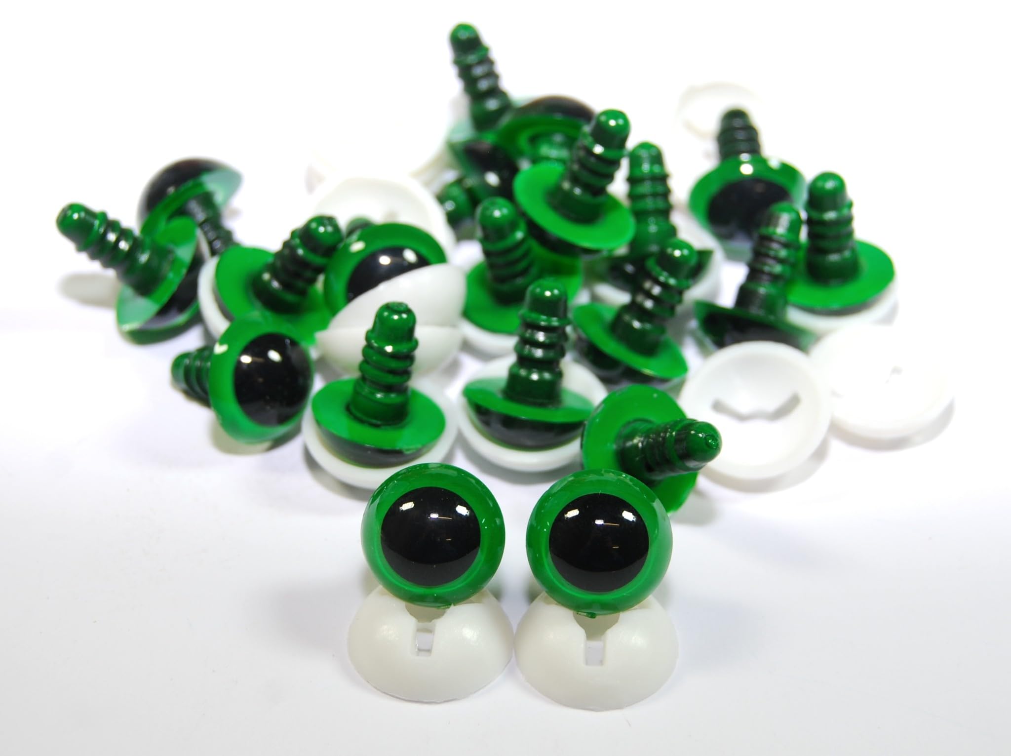 celloexpress 15mm Green Eyes with Plastic Backs - Safety Eyes for Soft Toy or Teddy Bear Making - Pack of 10 Pairs