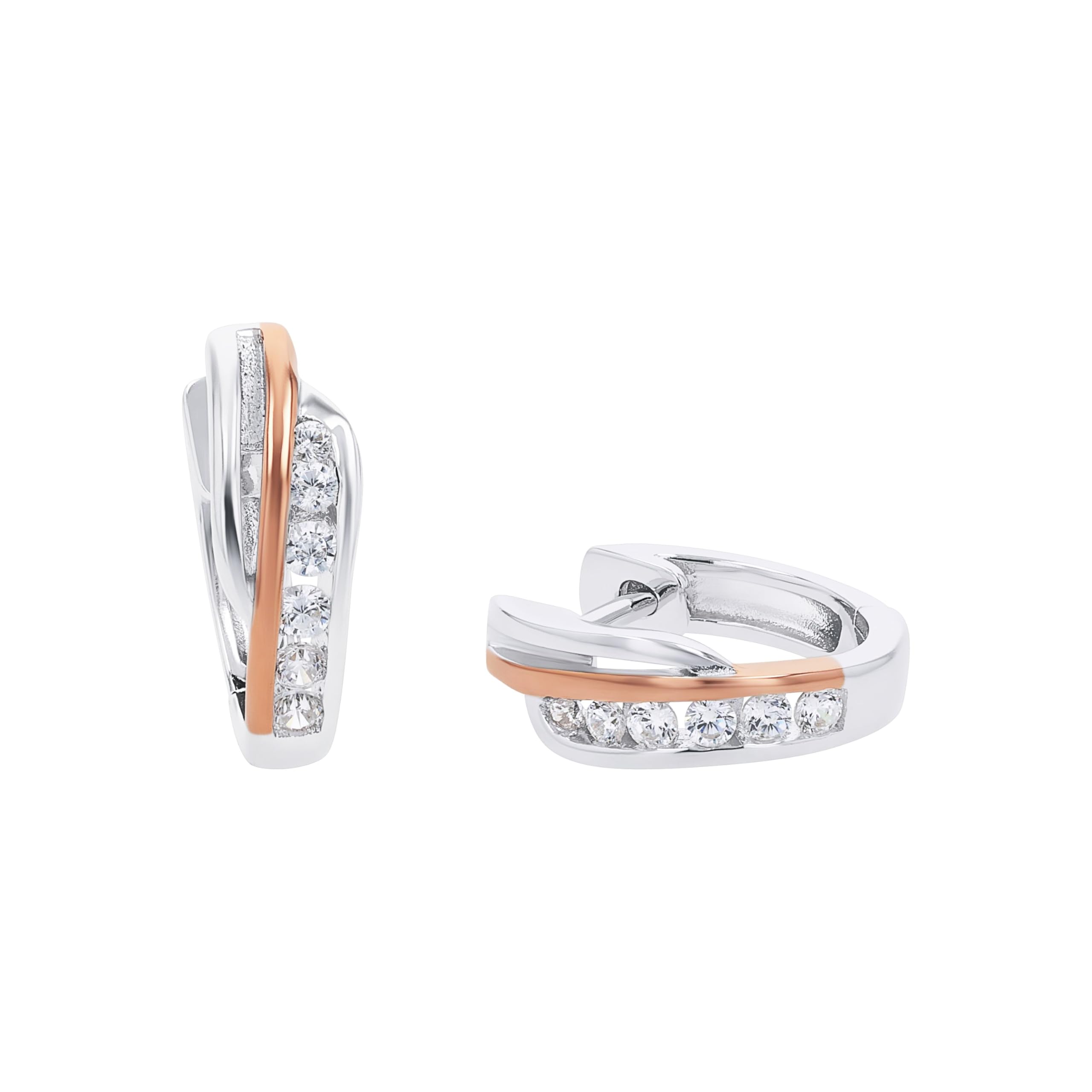 Amor Creoles Women Ear jewelry, with Zirconia synth., 1,25 cm, Multicolor, Comes in jewelry gift box, 2026218