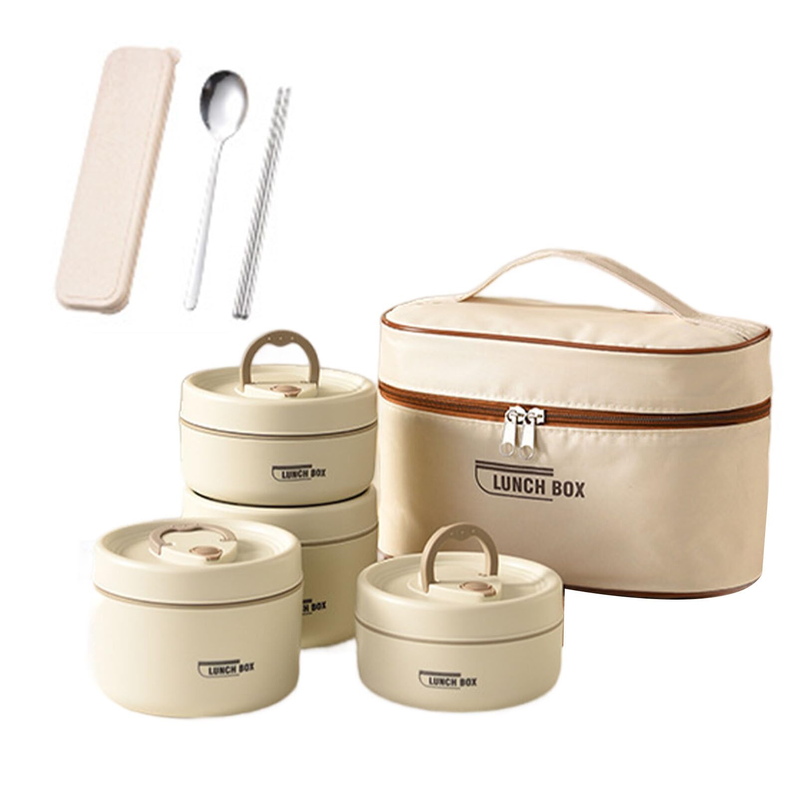 Fiambrera térmica de acero inoxidable para comida caliente en cualquier lugar, caja portátil con aislamiento térmico de 2/3/4 compartimentos, 4 Uds.
