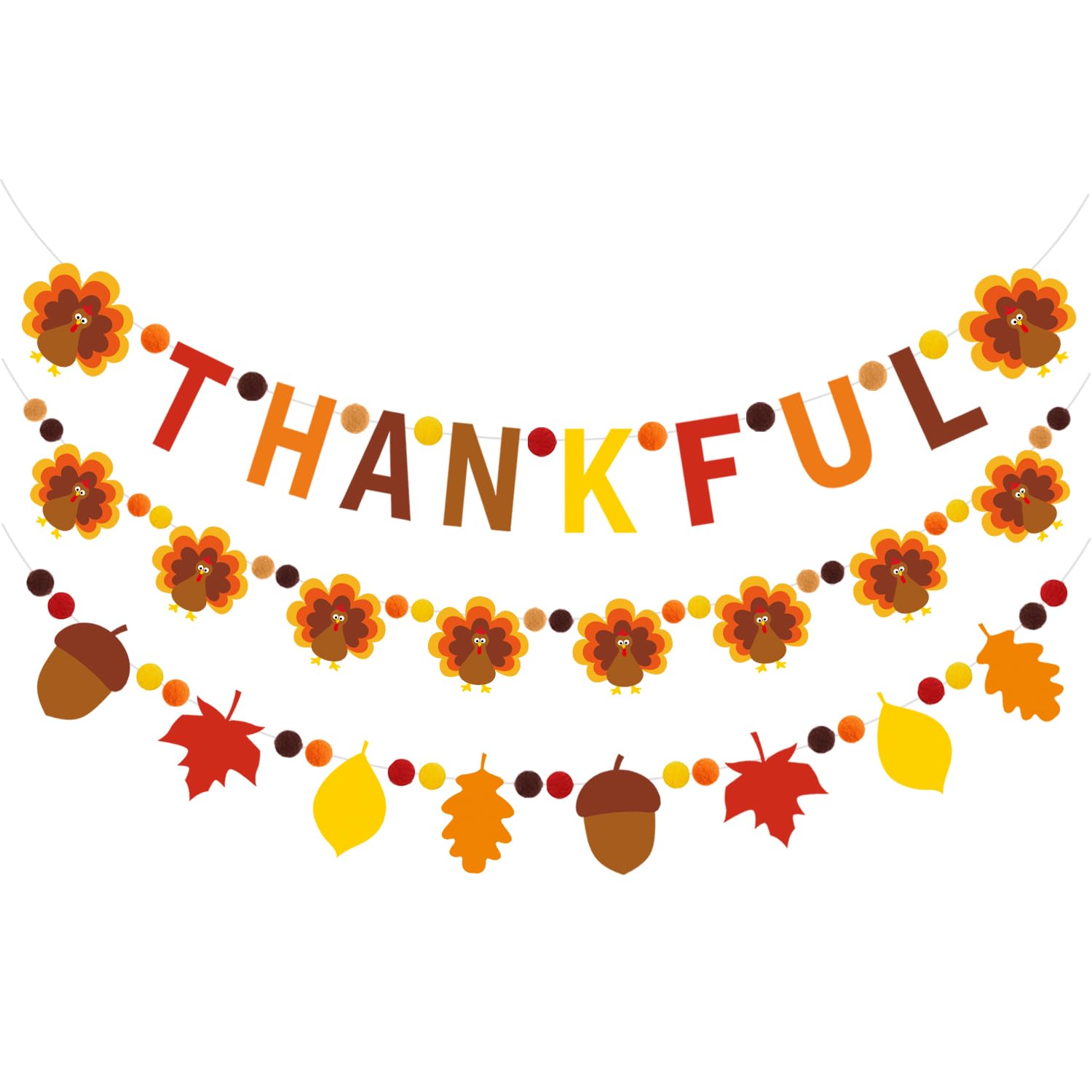 Doumeny 3Pcs Thankful Banner Garland