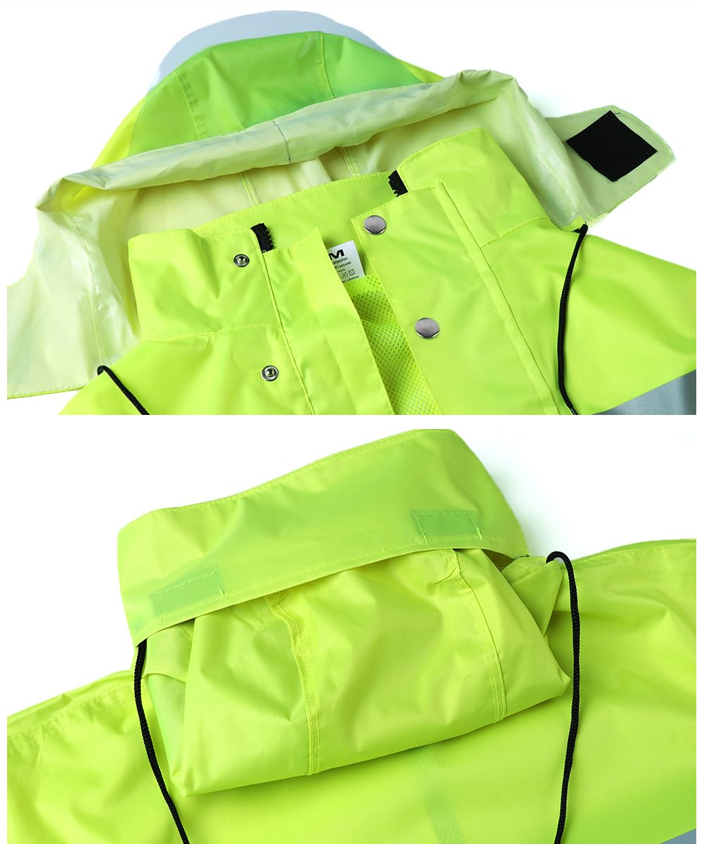 Trajes Impermeables Hombre y Mujeres Chaqueta con Capucha y Pantalones 2 Piezas Traje de lluvia para Hombres Reflectantes Chubasquero Moto Hombre Completo