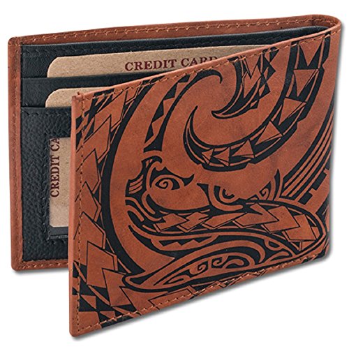 Na Koa KM24AB Polynesian Tattoo Bifold Wallet For Men Genuine Leather, Mano" Shark Tattoo Art thumb #2