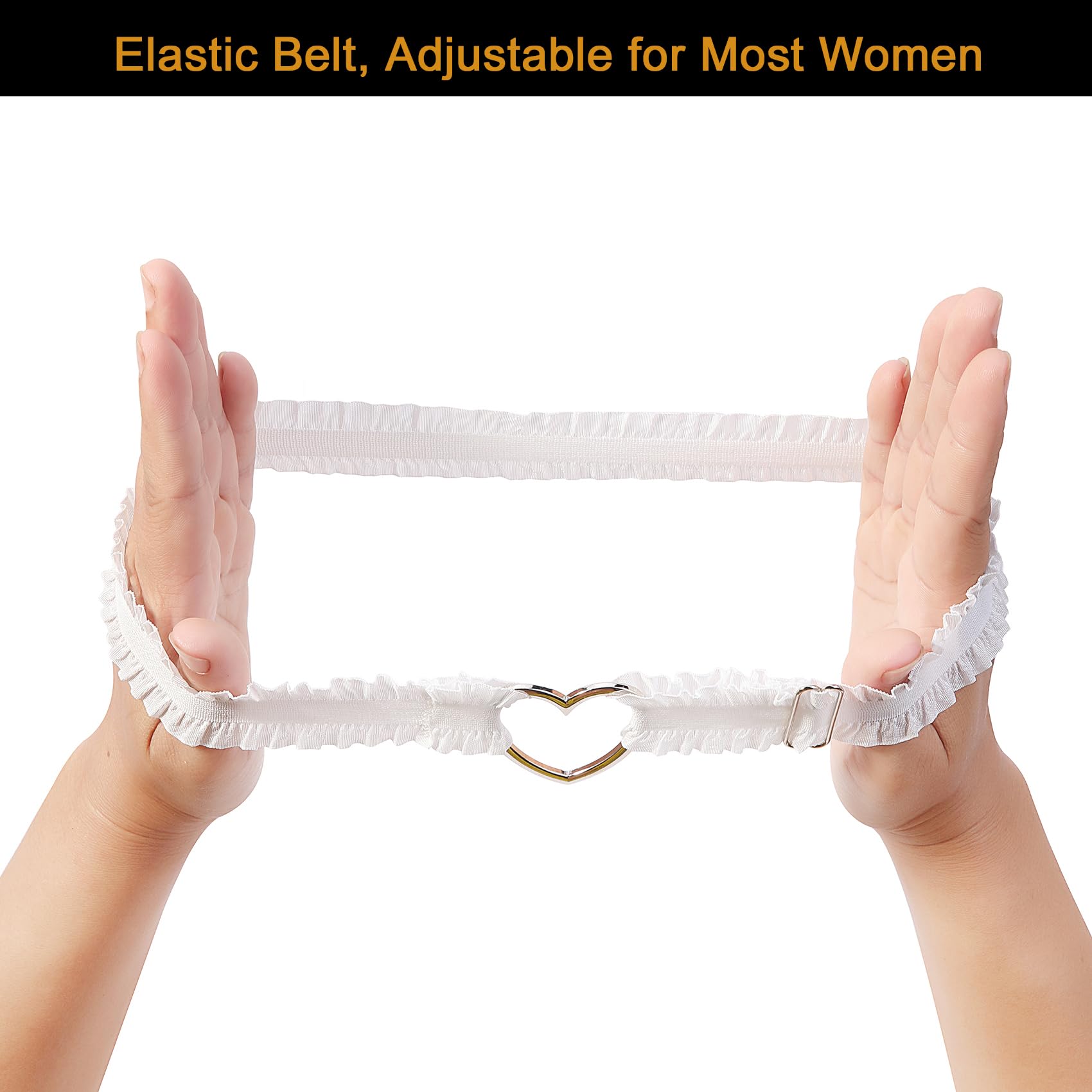 alisikee 2Pcs Adjustable Heart Lace Thigh Garter for Wedding Bride, Elastic Leg Garters Belt for Women Parties
