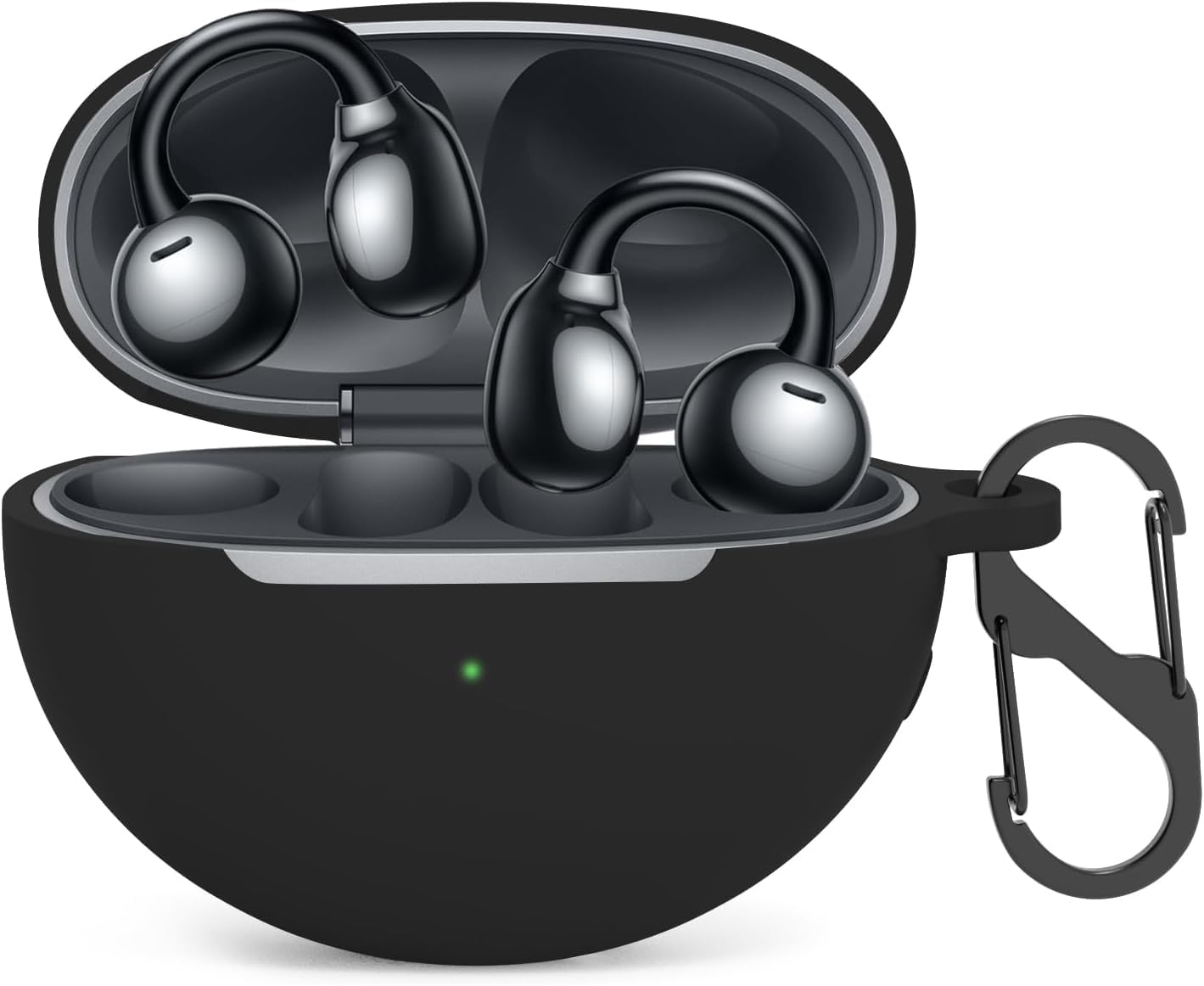 Agrifilm Silicone Case Compatible with Huawei FreeClip Earbuds, Full-Body Protection Cover with Anti-Lost Keychain (Black)