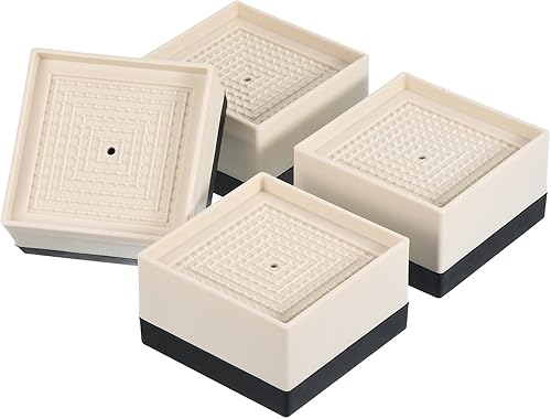 uxcell Elevadores de cama, 4 piezas, elevadores de muebles de 1.5 pulgadas, elevador de sofá cuadrado ajustable con alfombrilla antideslizante para