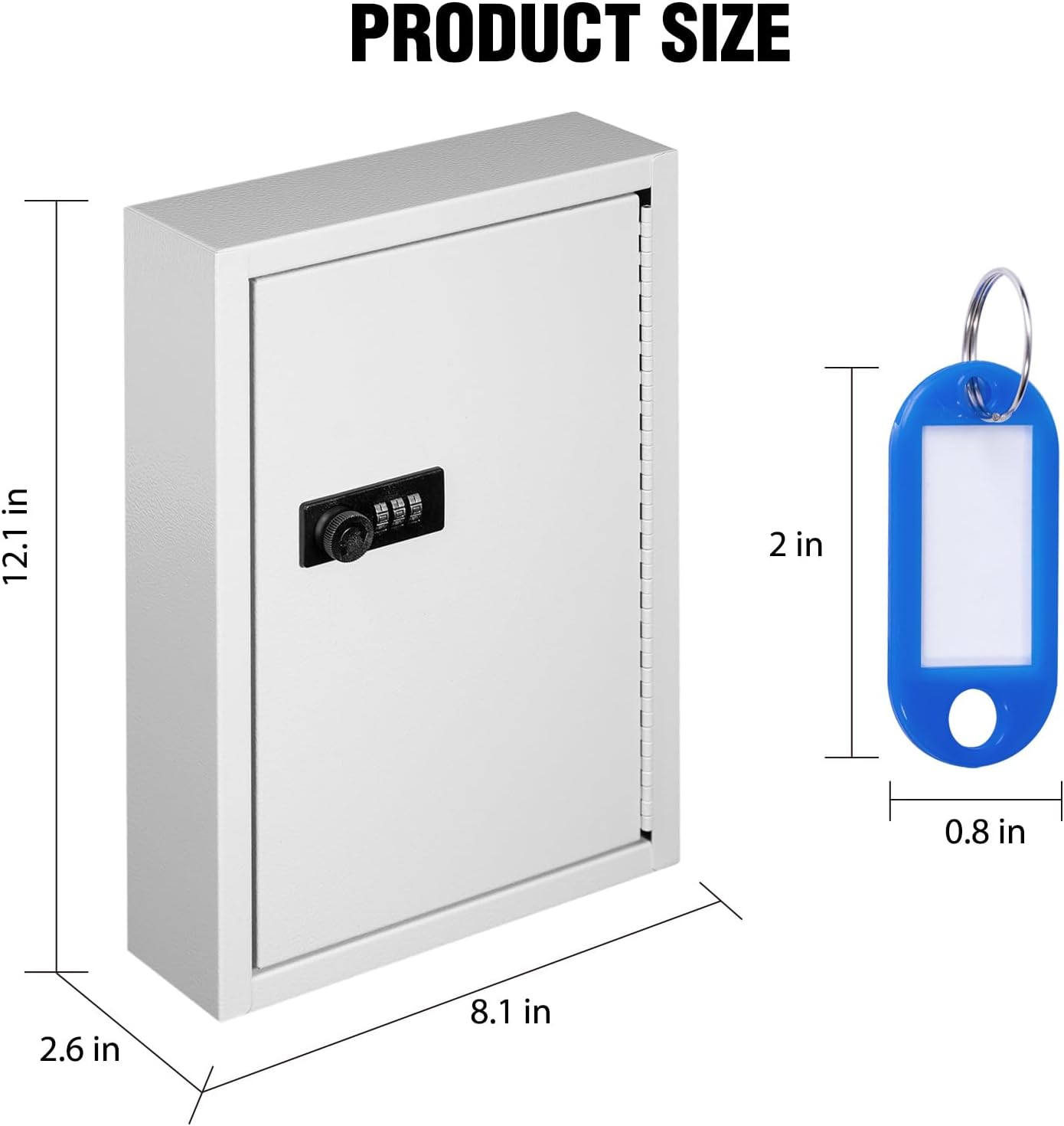 Sumerfnt Key Box Wall Mount with Code, Key Cabinet Lock Box for 40 Keys, Metal Key Storage Box with Key Tags and Number Sticker, 12.1"x 8.1" x 2.6"