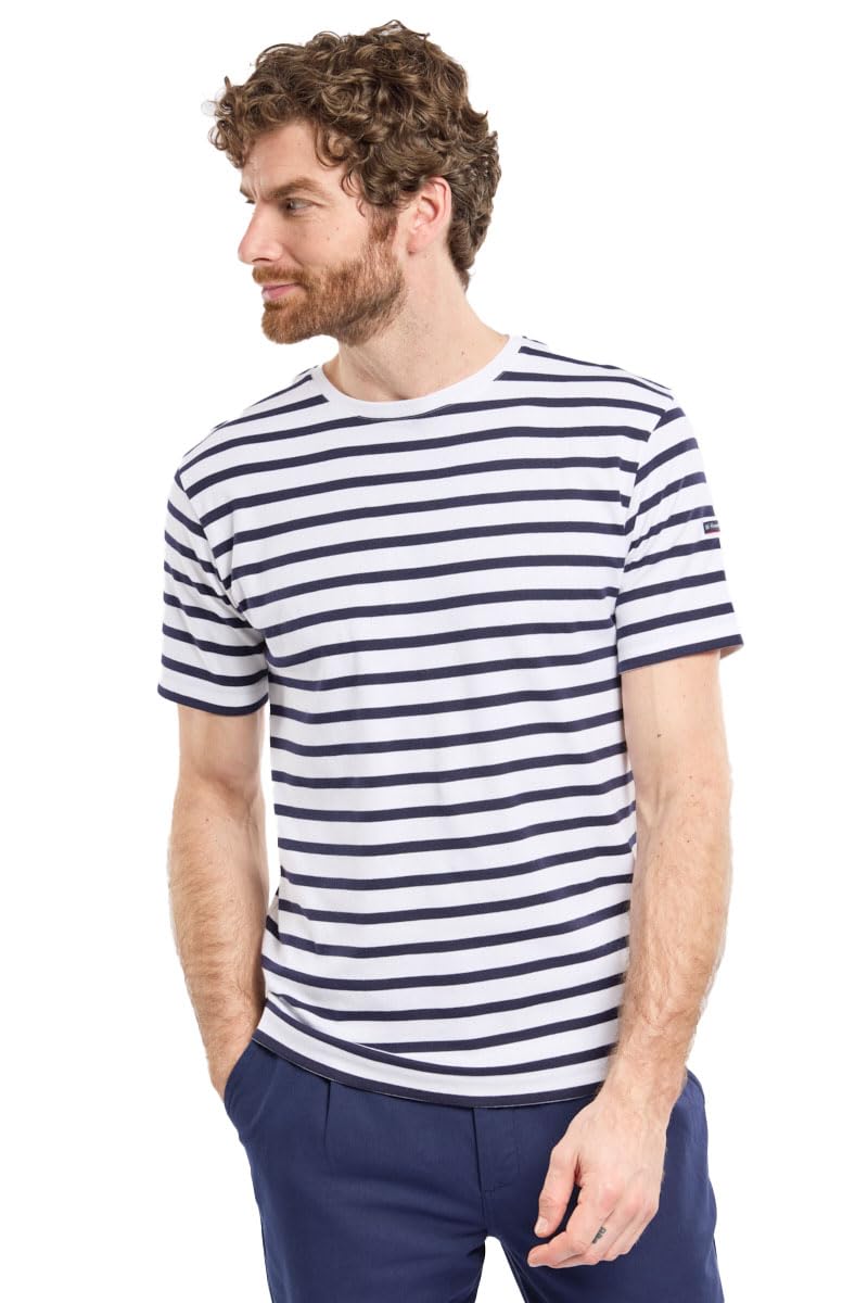 Armor Lux Men's Morgat T-Shirt Not Applicable, Multicolour (Blanc/Navire 400), Large