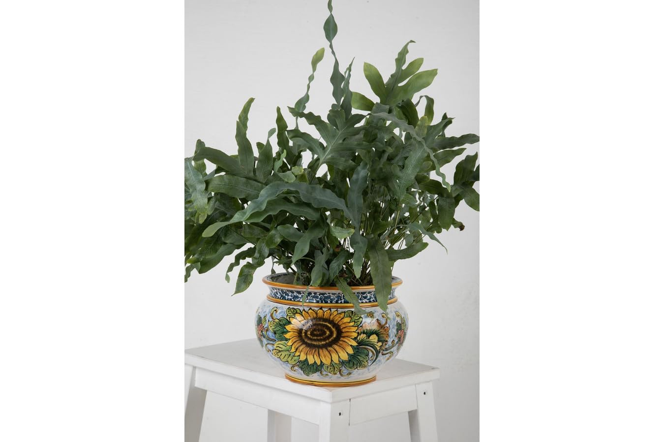 Cerames Pflanzkübel Keramik im sizilianischen Stil von Caltagirone Vaso di girasoli S – Italienischer Blumenkübel, runder Blumentopf für Innenbereich und Fensterbank, Ø 20 cm, Höhe 15 cm