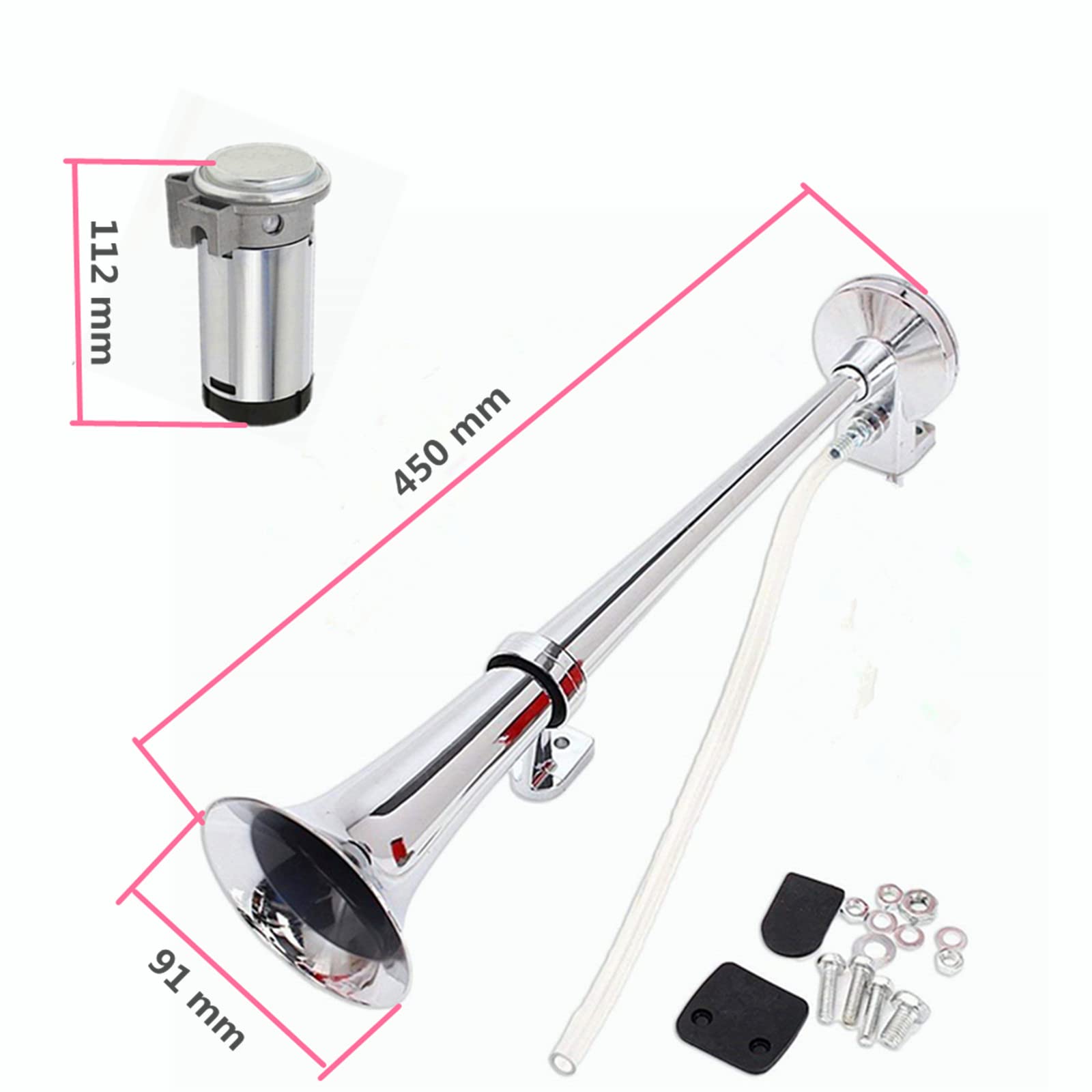 YIYIDA Car Horn Klaxon De Voiture 24V Double Tube Noir Klaxon D'air De Voiture 170dB