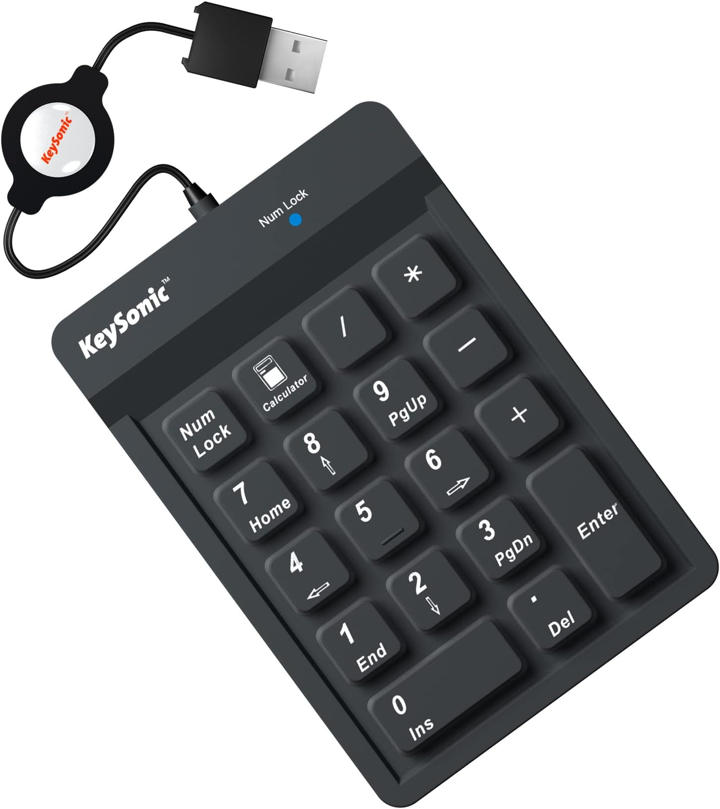 KEYSONIC - ACK-118BK - Nummernblock, Silikon, Black, USB - black
