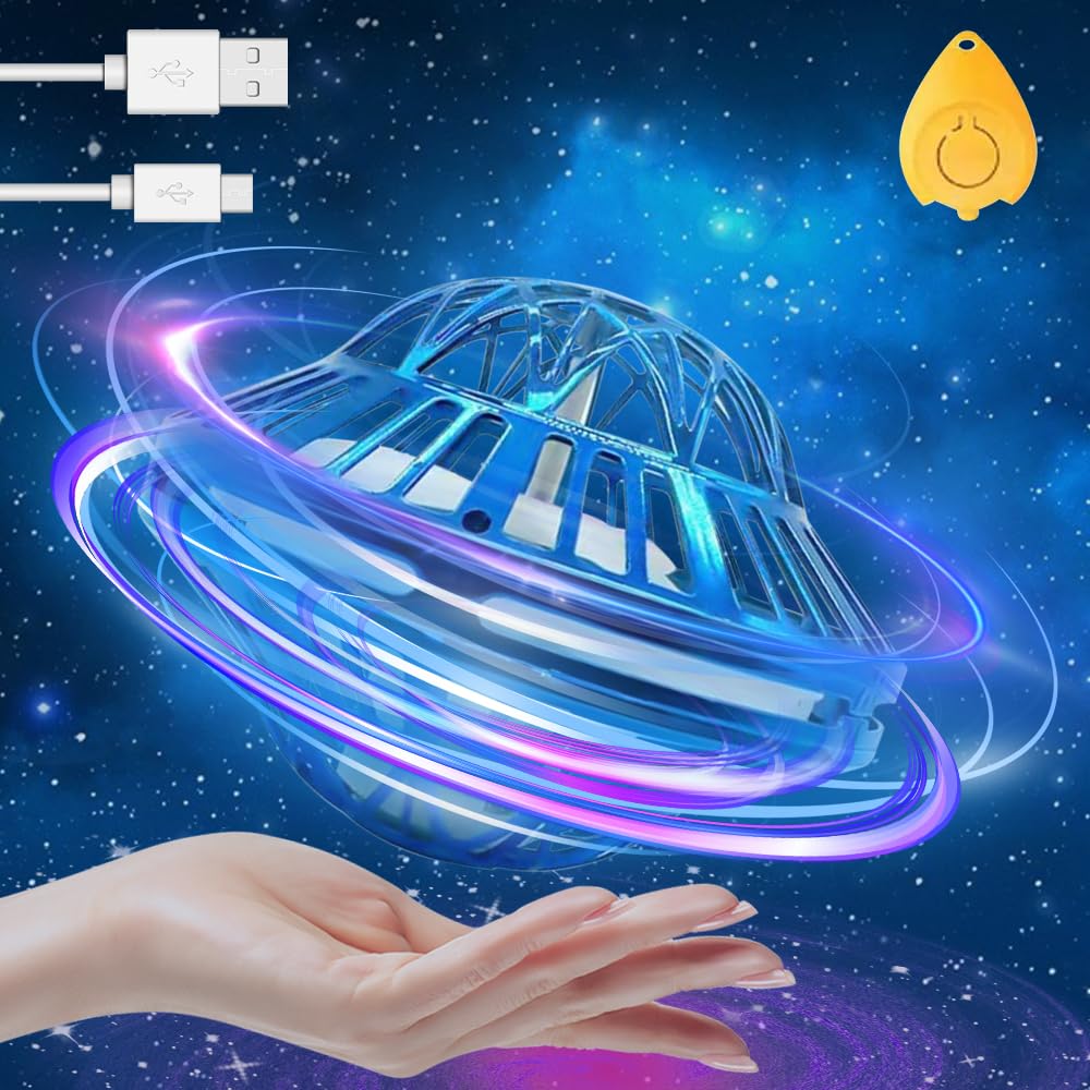 ZOYDP Flying Orb Ball, Hover Ball, Flying Spinner Mini Drone, Boomerang Ball, Hand Controlled Drone with 360° Rotating and Shining Led Lights, Drone Ball, Vortex Spinner for Kids Adults Indoor Outdoor