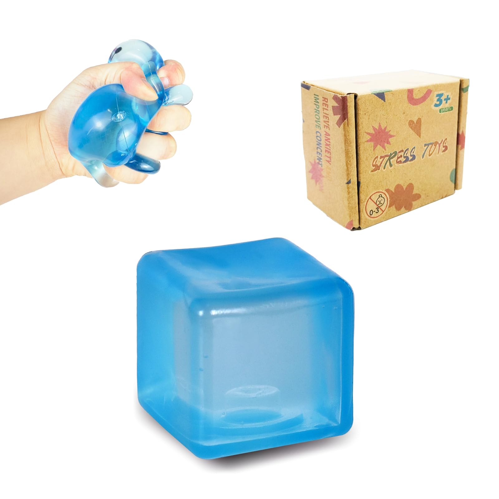 FazaVexior 1PCS Cube Stress Balls – Squishy Fidget Toys for Kids & Adults, Sensory Squeeze Cubes for Autism, ADHD, Anxiety Relief, Classroom & Office Calming Toys