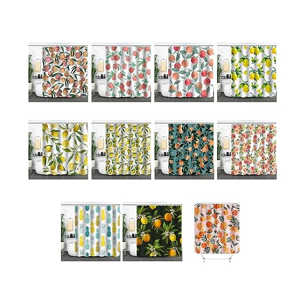 SUIOPPYUW Nicht durchdringender, wasserdichter Duschvorhang zum schimmelfesten Baden, Polyester, Früchte, Dusche, Badezimmer, komplett aus Stoff, niedlich, Minus DREI, 180 * 180 – Bild 7