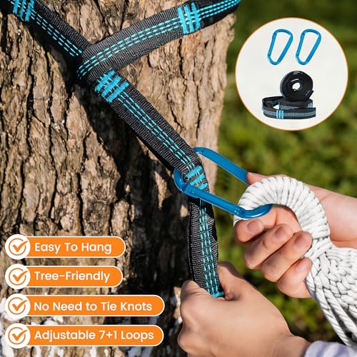 Lazy Daze Hammocks Cotton Fabric Double Hammock with 55" Spreader Bar, Portable Camping Hammock with Carrying Bag & Tree Straps for Patio, Backyard, Balcony, 450lbs Capacity, Brown & Khaki by Lazy Daze Hammocks - Image 5