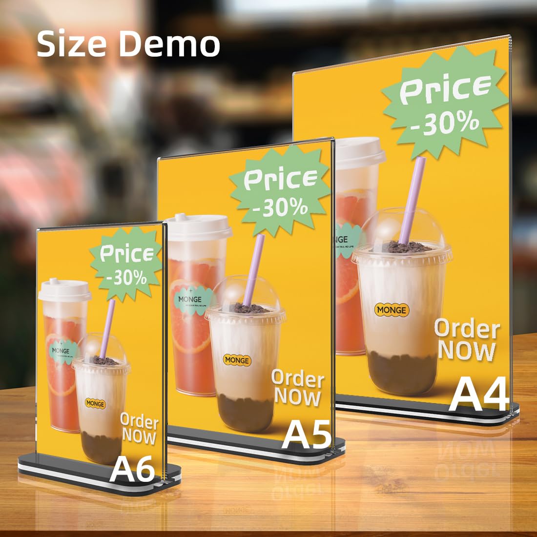 Expositor Vertical A5 Transparente, 12 Piezas de Letreros Acrílicos, Apto para Escritorios, Restaurantes, Hoteles, Mostradores (12 Piezas - A5)