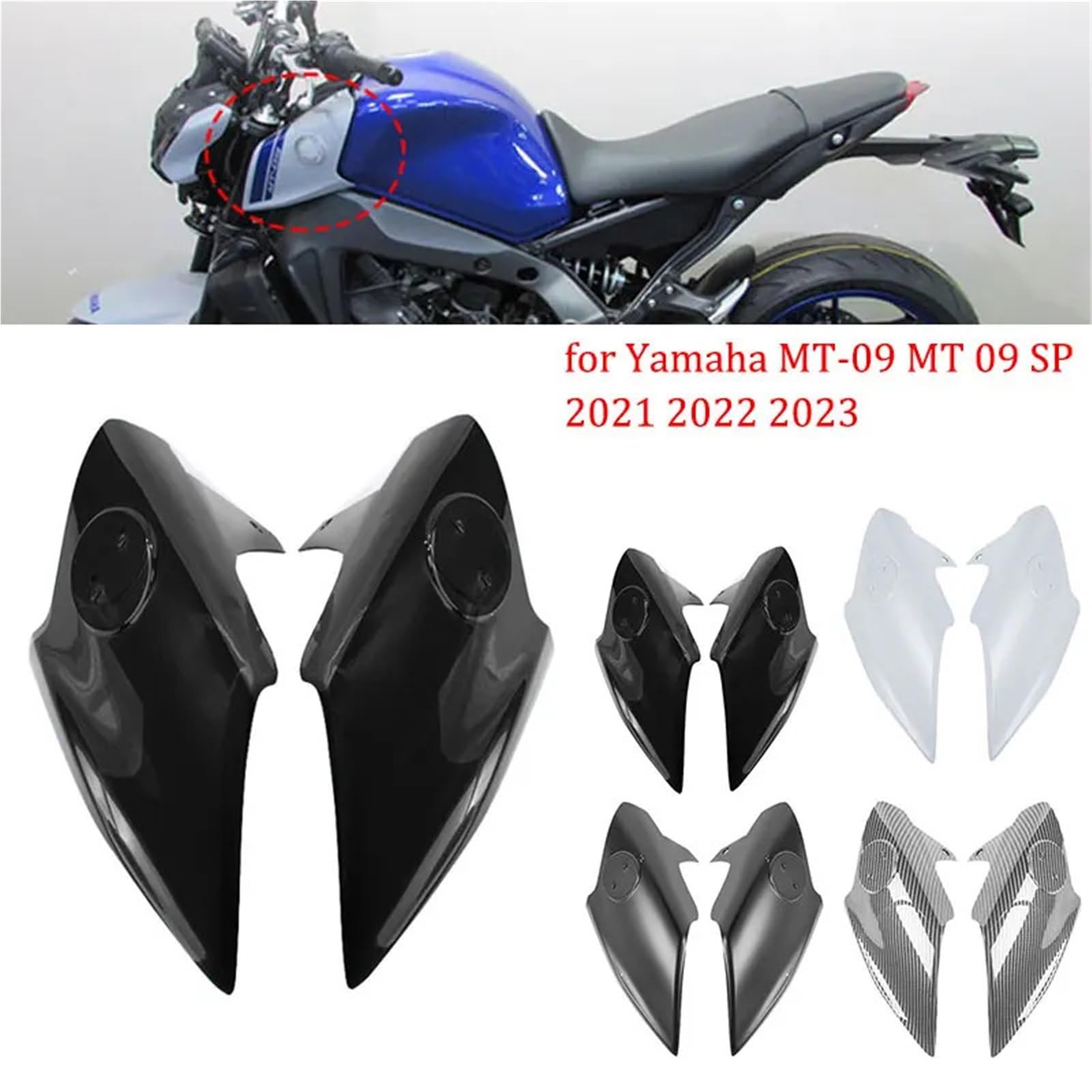 Osłona panelu chłodnicy Boczne panele zbiornika ABS, owiewki, osłony oleju i gazu do motocykli, pasujące do akcesoriów Yamaha MT-09 MT 09 SP 2021-2023(Gray)