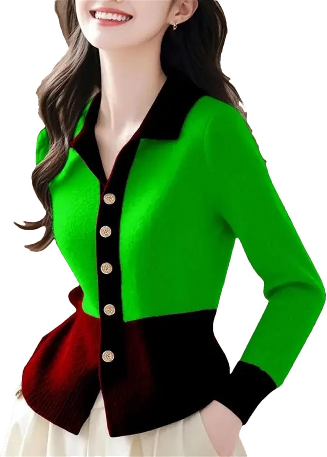 Pull Femme Élégant à Manches Longues - Avec Boutons Décoratifs - Tissu Doux Polyester - Toutes Saisons
