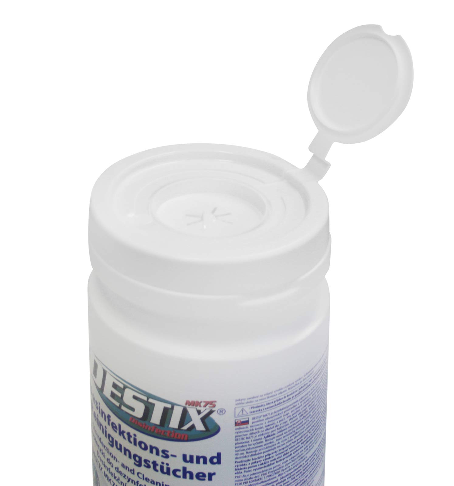 Toallitas desinfectantes en caja dispensadora.