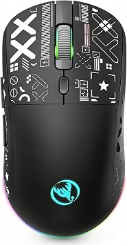 Triple-Mode Wireless Bluetooth Mouse Gaming Mice RGB Light Rechargeable Black