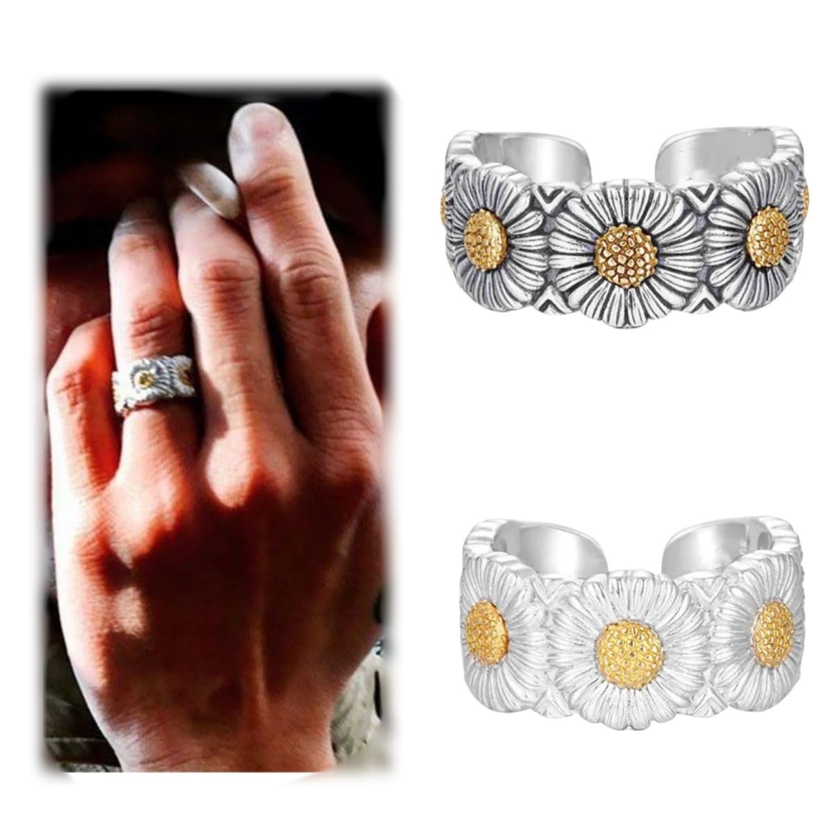 G-DRAGON着用　BUCCELLATI フラワーリング G-DRAGON 着用モデル デイジー フラワー リング 指輪 2点セットの通販