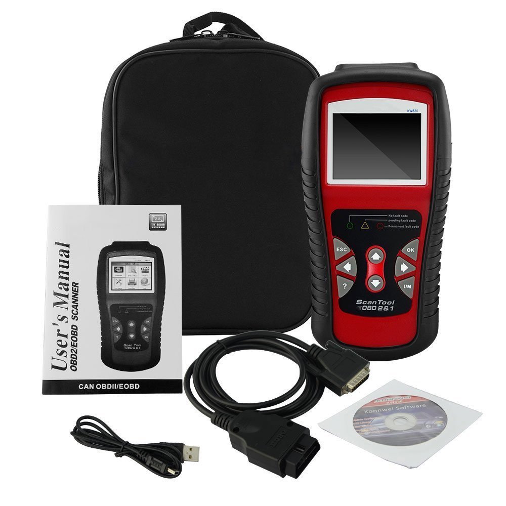 KONNWEI KW830 OBDII OBD2 EOBD - Escáner de diagnóstico automático para leer y borrar códigos de problemas del vehículo (rojo)