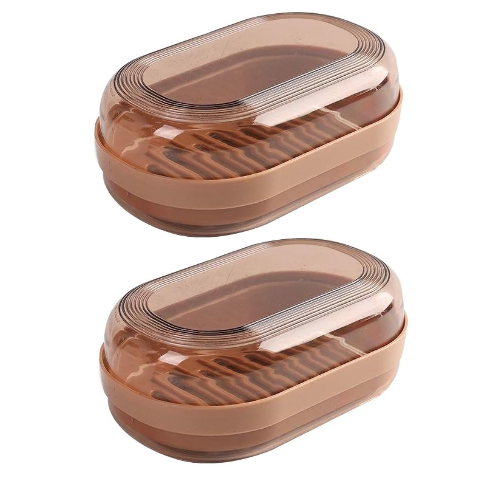 soap dish, Soap Dish With Cover Double Drain Multicolor Pack Of 2(Marron)