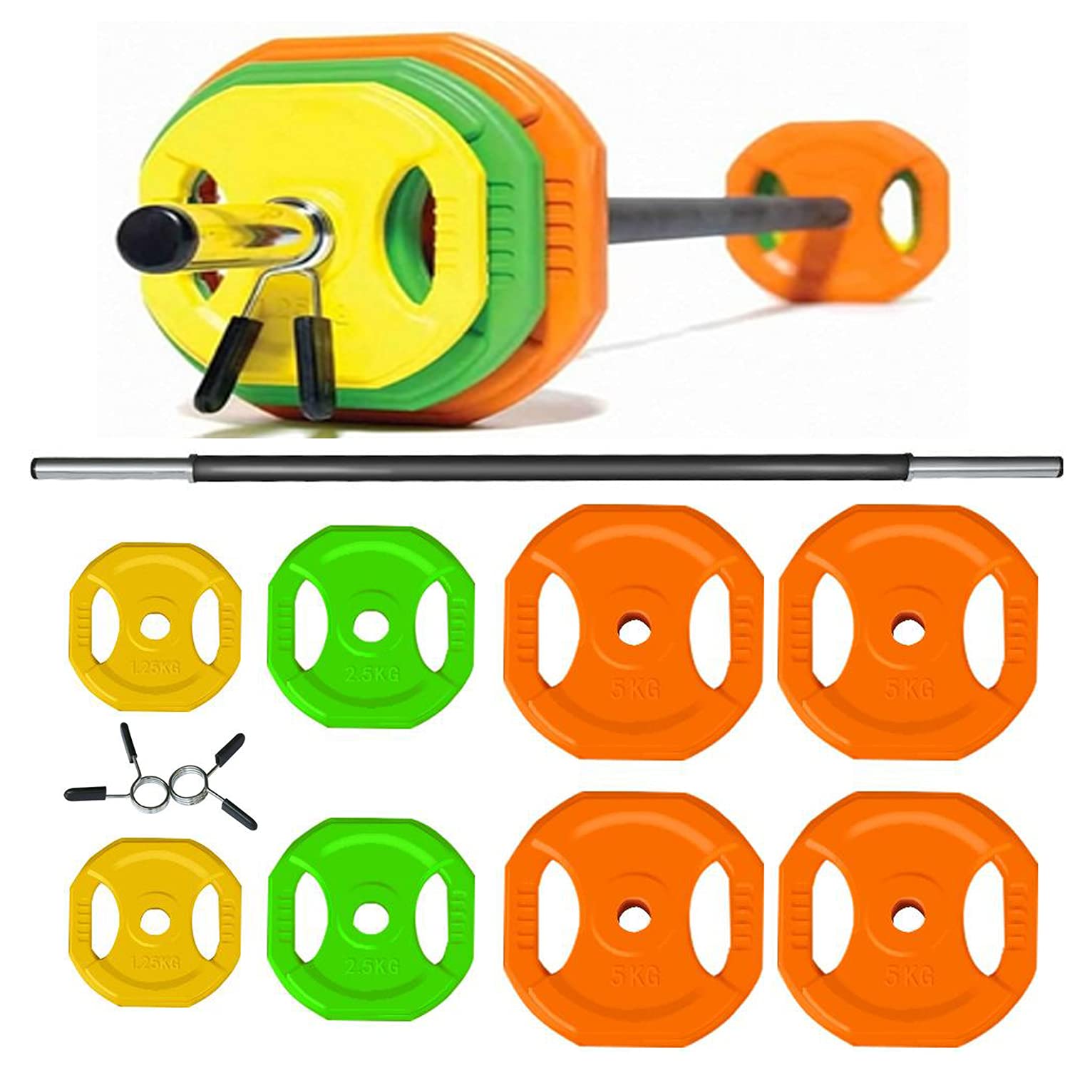 Barbell Weights Set - Adjustable 30kg Ideal For Studio Pump Weights - Barbell Set for Home Exercise - Barbell & Weights - Strength Training Equipment Commercial