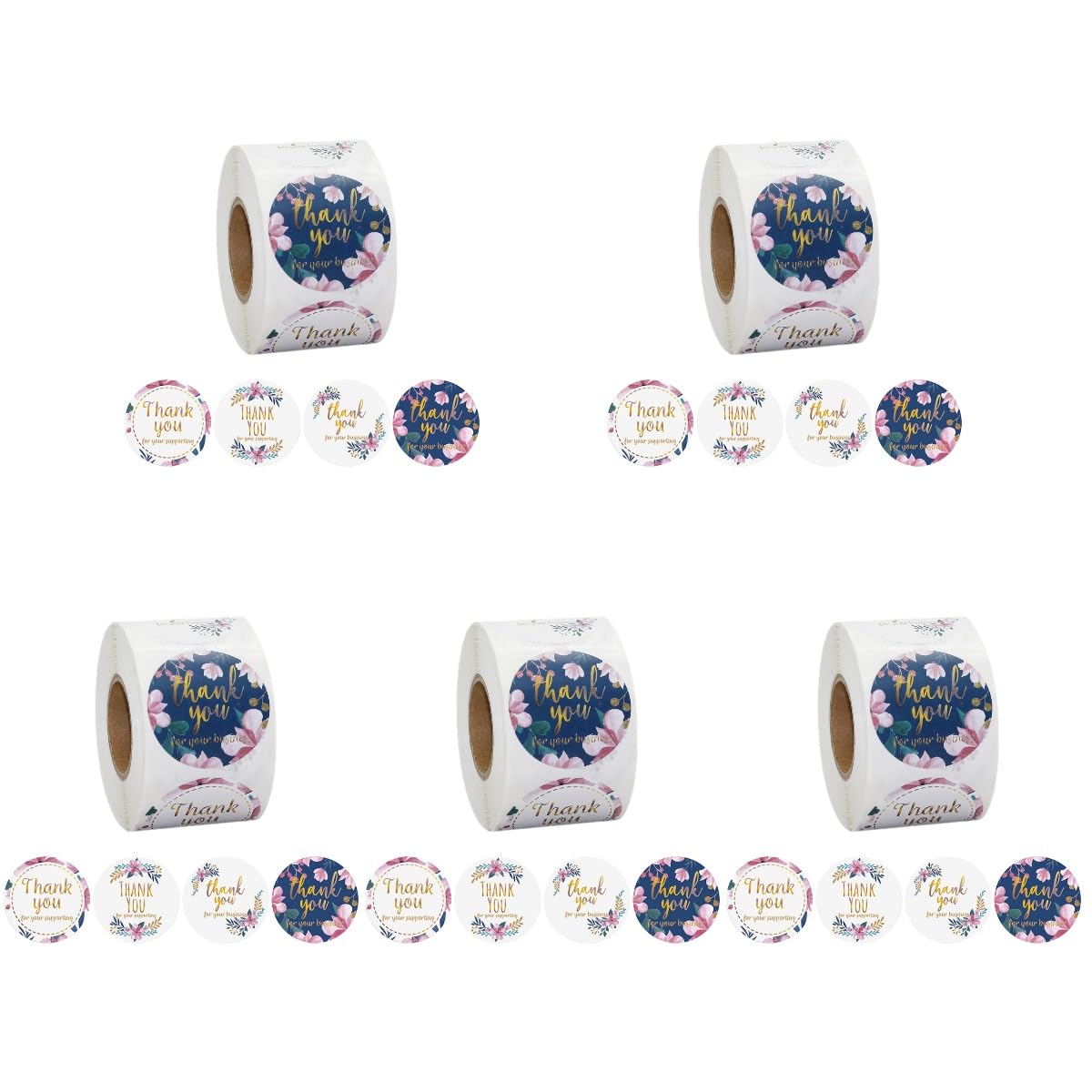 DOITOOL 5 Rollen Thank You Aufkleber Goldfolienetiketten für Selbstklebend und Beschreibbar für Hochzeiten Partytüten Karten und Dekoration