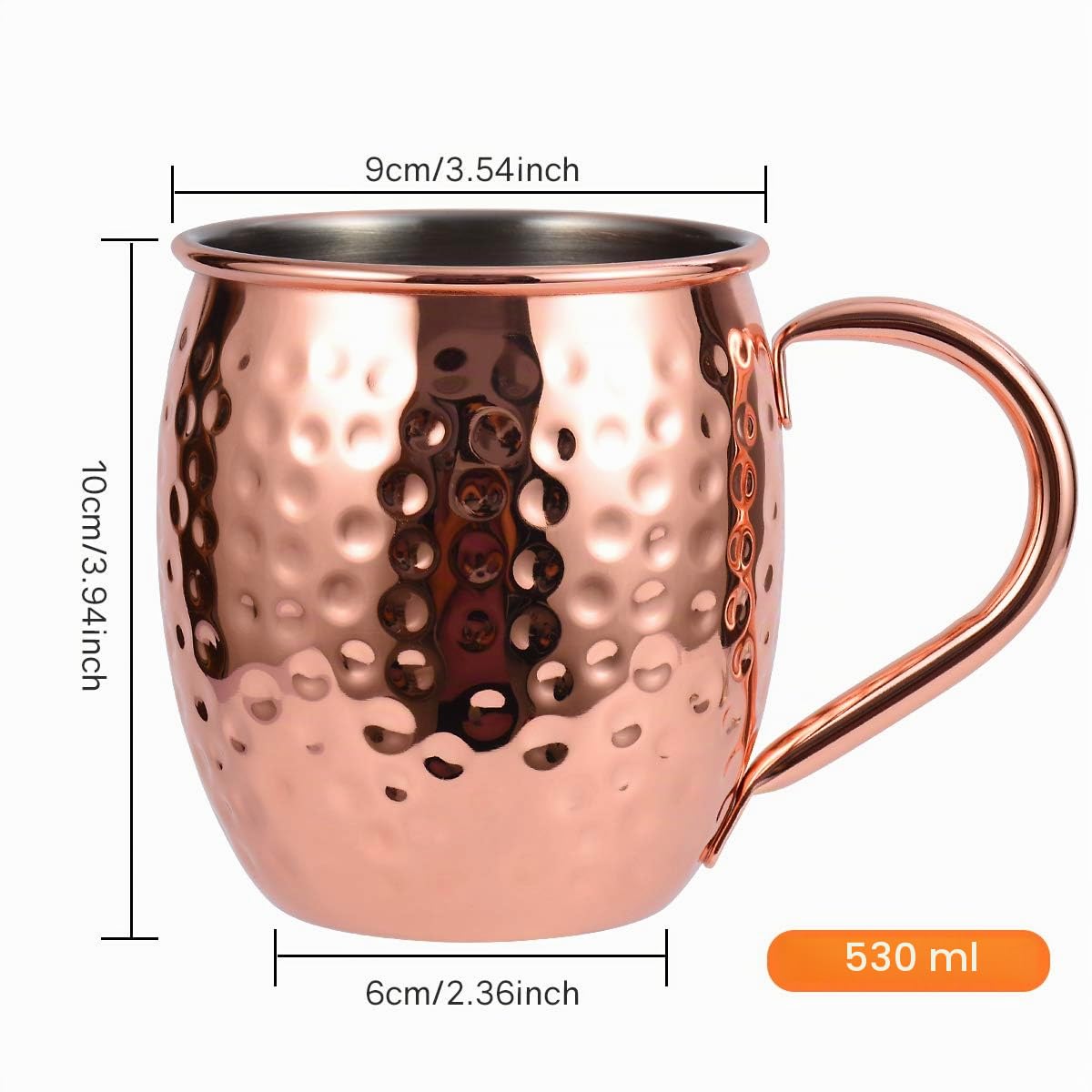 Mosca Mule Copper Mugs Set di 4 Tazze di Rame, Tazze di Rame per Il Cocktail di Mosca Mule, 16 oz Gift Set con Bonus 1 Bicchierino 1 Bicchierino 4 cannucce e 4 sottobicchieri