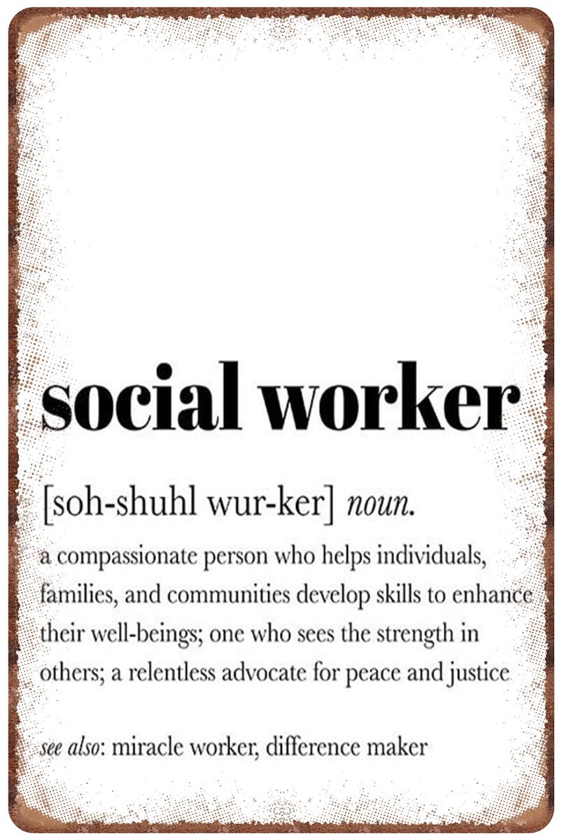 SMAZDFXX Retro Metal Tin Sign I Am A Social Worker Poster Social Worker Office Decor School Social Worker Office Worker Office Wall Art Funny Wall Decor Nostalgic Arts Decor Home Decor 8"x12"