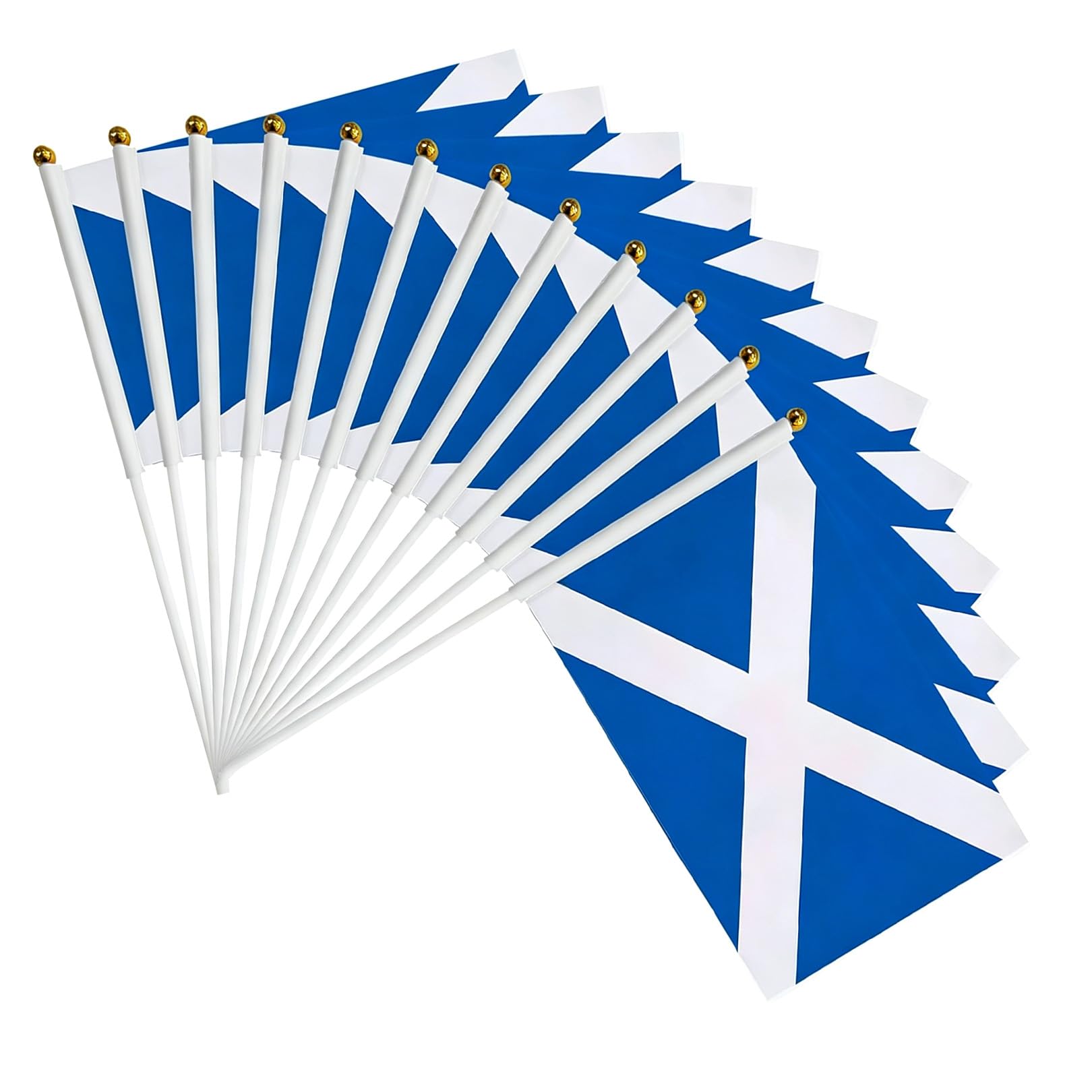 12pcs Scotland Hand Waving Flags,Scotland Flags on Sticks,2026 World Cup Football Decorations,14x21cm Scottish Flag Hand Held Small Flags with Poles St.Andrew's Day Euro Football Party Decorations